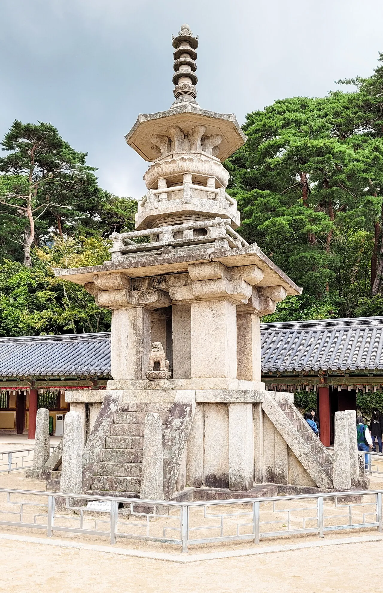 Dabotap, an ornate grey granite stone pagoda at Bulguksa temple in Gyeongju